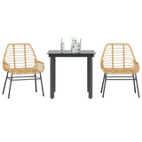 Vidaxl 3-delige tuinset poly rattan glas bruin