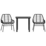 Vidaxl 3-delige tuinset met kussens poly rattan glas zwart