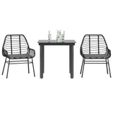 Vidaxl 3-delige tuinset met kussens poly rattan glas zwart