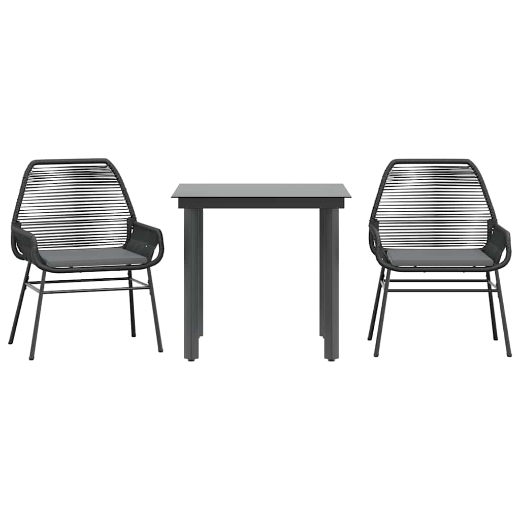 Vidaxl 3-delige tuinset met kussens poly rattan glas zwart