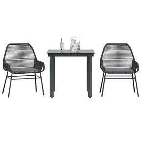 Vidaxl 3-delige tuinset met kussens poly rattan glas zwart
