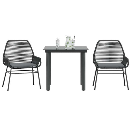 Vidaxl 3-delige tuinset met kussens poly rattan glas zwart
