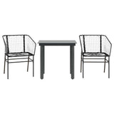Vidaxl 3-delige tuinset poly rattan glas zwart
