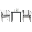 Vidaxl 3-delige tuinset poly rattan glas zwart