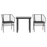 Vidaxl 3-delige tuinset met kussens poly rattan glas zwart