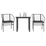 Vidaxl 3-delige tuinset met kussens poly rattan glas zwart