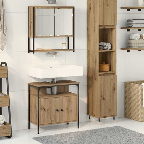 Vidaxl badkamermeubelset 2 st bruin bewerkt hout