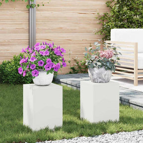 Vidaxl plantenstandaard 2 st wit 24 x 24 x 35 cm koudgewalst staal