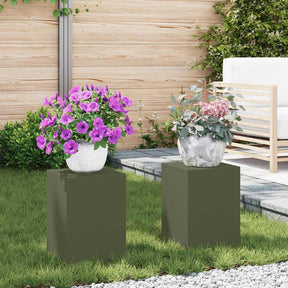 Vidaxl plantenstandaard 2 st olijfgroen 24 x 24 x 35 cm