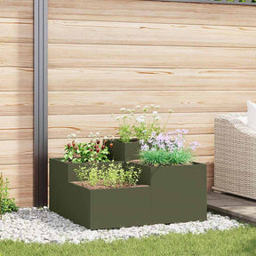 Vidaxl plantenbak olijfgroen 100 x 100 x 48 cm staal