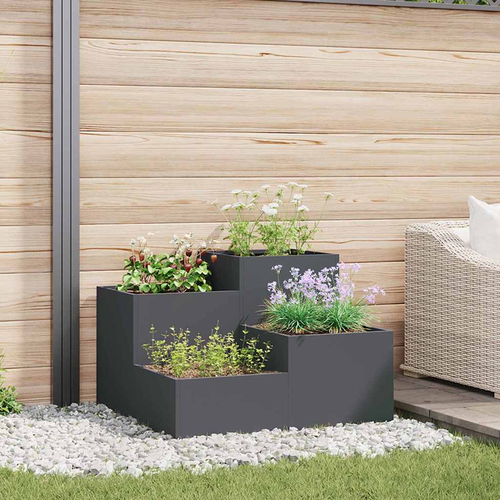 Vidaxl plantenbak antraciet 80 x 80 x 60 cm staal