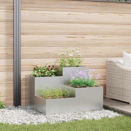 Vidaxl tuin bloempot zilver 100 x 100 x 60 cm gegalvaniseerd staal