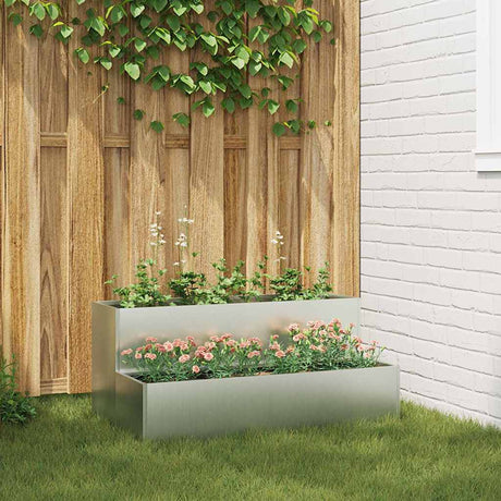 Vidaxl tuin bloempot zilver 100 x 60 x 45 cm gegalvaniseerd staal