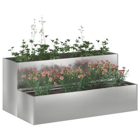 Vidaxl tuin bloempot zilver 100 x 60 x 45 cm gegalvaniseerd staal