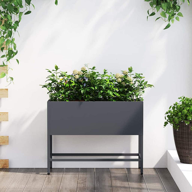 Vidaxl verhoogde tuin plantbak antraciet 60 x 26 x 45 cm staal