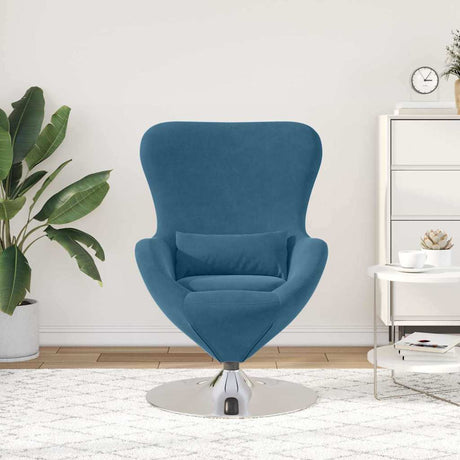 Vidaxl eivormige stoel blauw fluweel
