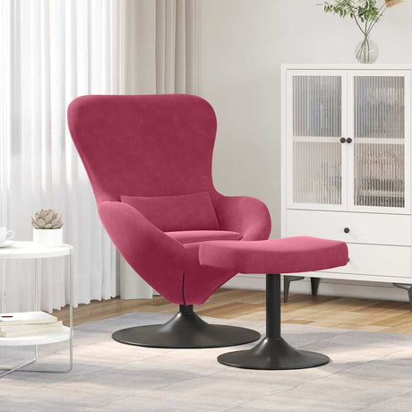 Vidaxl egg chair met voetsteun wijnrood fluweel