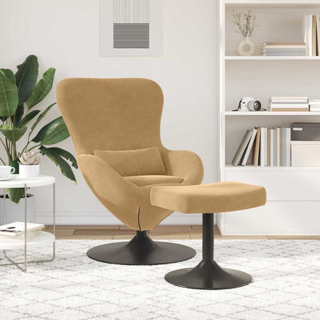 Vidaxl egg chair met voetsteun bruin fluweel