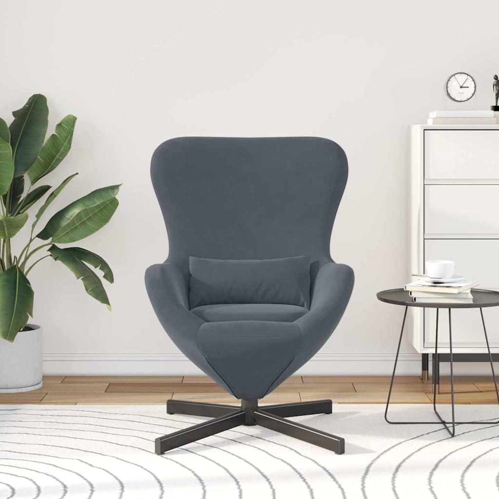Vidaxl eivormige stoel donkergrijs 63 x 73 x 90 cm fluweel