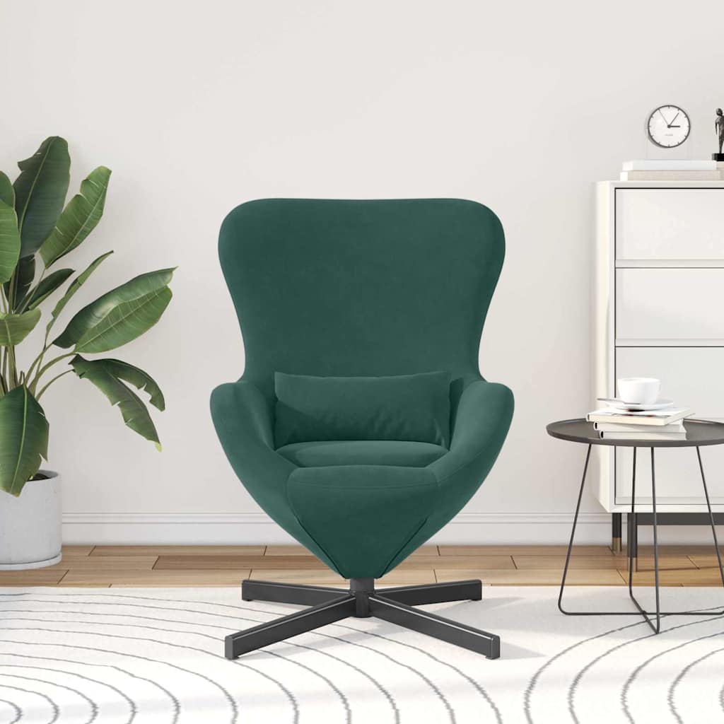 Vidaxl eivormige stoel donkergroen 63 x 73 x 90 cm fluweel
