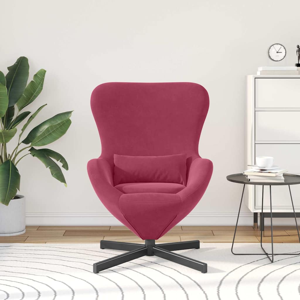 Vidaxl eivormige stoel wijnrood 63 x 73 x 90 cm fluweel