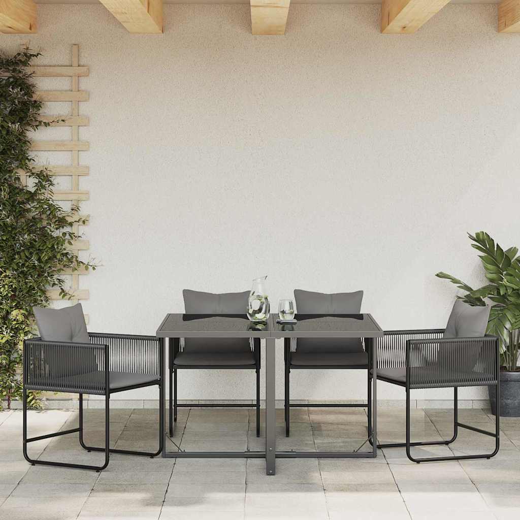 Vidaxl stoel 4 st zwart en anthraciet pe rattan