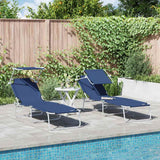 Vidaxl ligstoel 2 st polyester blauw