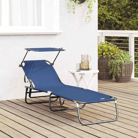Vidaxl opvouwbare zonnebed blauw 190 x 57 x 81 cm oxford