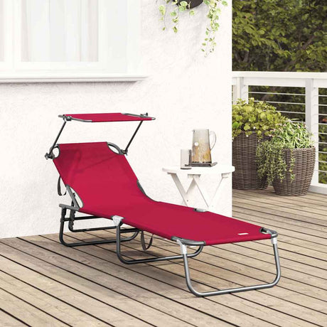 Vidaxl opvouwbare zonnebed rood 190 x 57 x 81 cm oxford