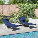 Vidaxl opvouwbare zonnebed 2 st oxford blauw