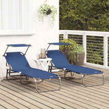 Vidaxl opvouwbare zonnebed 2 st oxford blauw