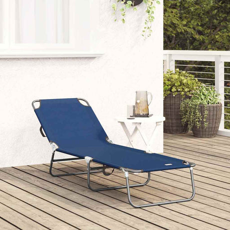 Vidaxl opvouwbare zonnebed blauw 188 x 57 x 86,5 cm polyester