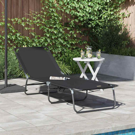 Vidaxl opvouwbare zonnebed zwart 188 x 57 x 86,5 cm polyester