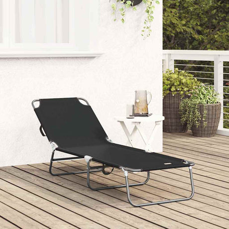 Vidaxl opvouwbare zonnebed zwart 188 x 57 x 86,5 cm polyester
