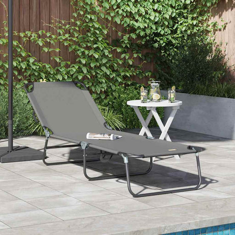 Vidaxl opvouwbare zonnebed grijs 188 x 57 x 86,5 cm polyester