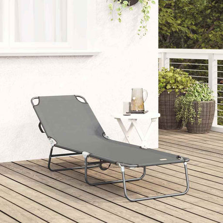 Vidaxl opvouwbare zonnebed grijs 188 x 57 x 86,5 cm polyester