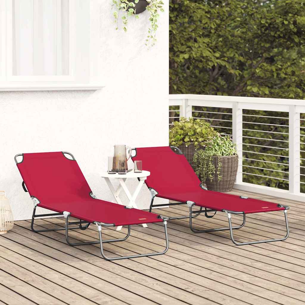 Vidaxl opvouwbare zonnebed 2 st polyester rood
