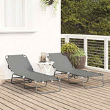 Vidaxl opvouwbare zonnebed 2 st polyester grijs