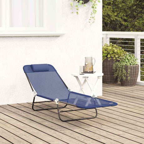 Vidaxl opvouwbare zonnebed marineblauw 182 x 55 x 85,5 cm textileen