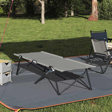 Vidaxl opvouwbaar camping bed grijs 206 x 76 x 74 cm oxford en staal