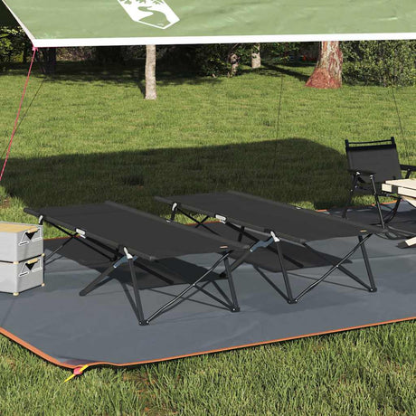 Vidaxl opvouwbaar camping bed 2 st zwart 206 x 76 x 74 cm
