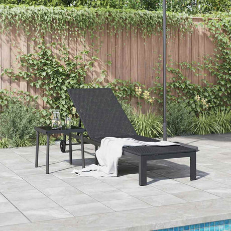 Vidaxl ligstoel poly rattan zwart