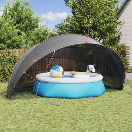 Vidaxl pooldome 592 x 590 x 275 cm 185t polyester met pu-coating zwart