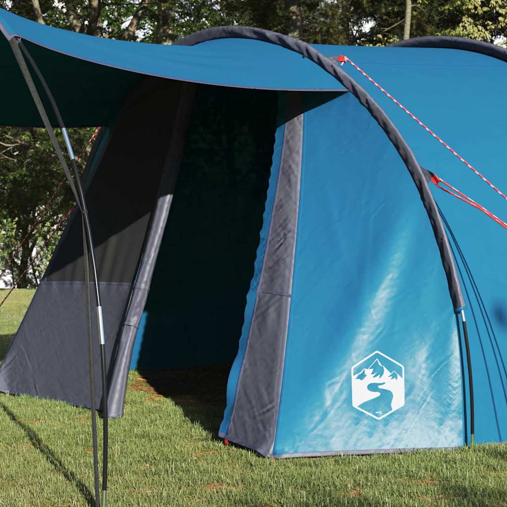 Vidaxl tunneltent met dak met opslag blauw en grijs 740 x 370 x 220 cm