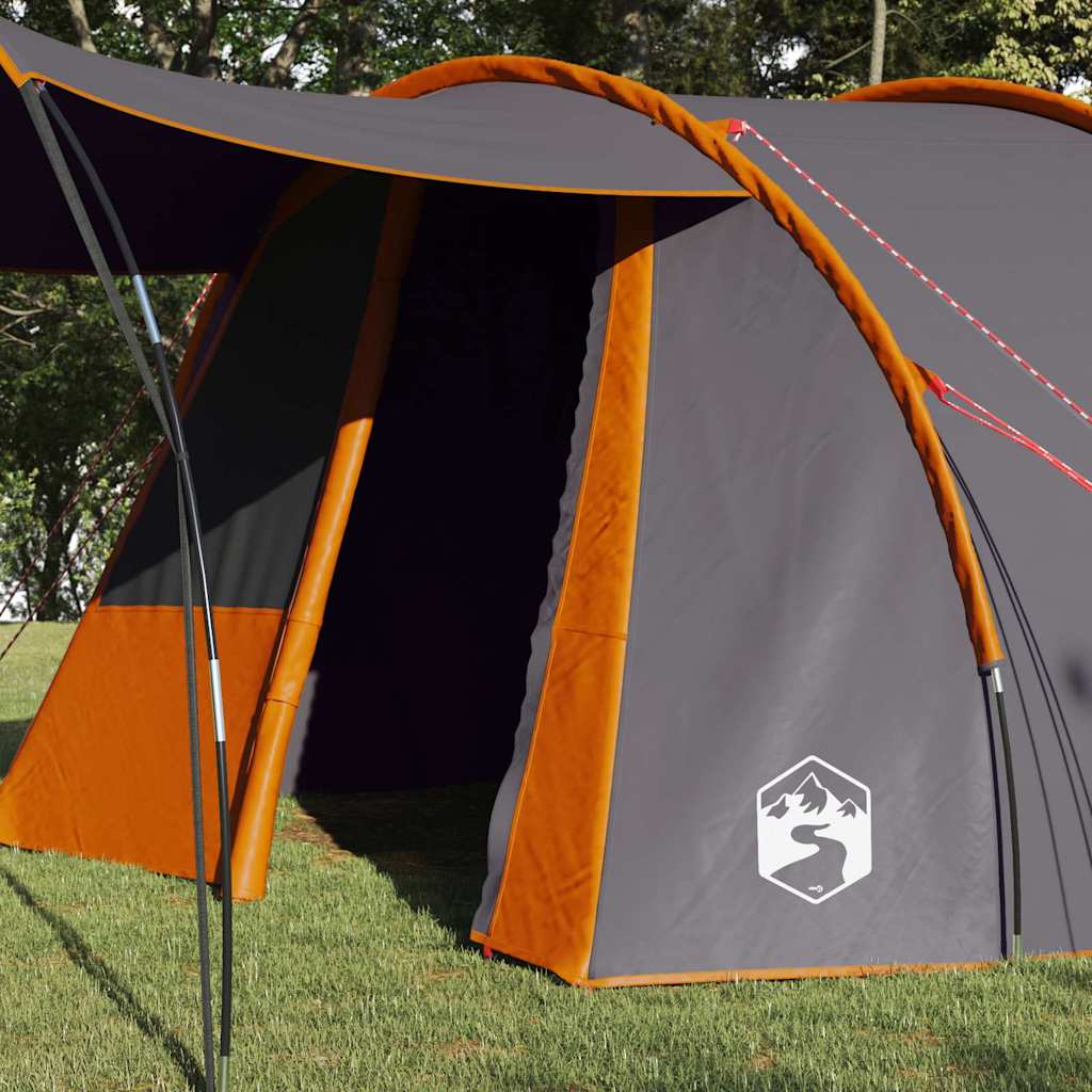 Vidaxl tunneltent met dak grijs en oranje 740 x 370 x 220 cm