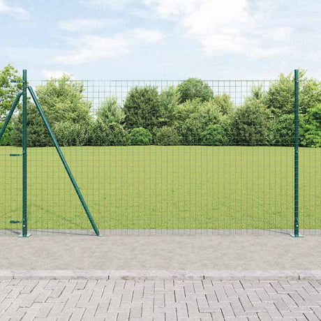 Vidaxl hekpaal met betonnen voet 7 st groen gepoedercoat staal