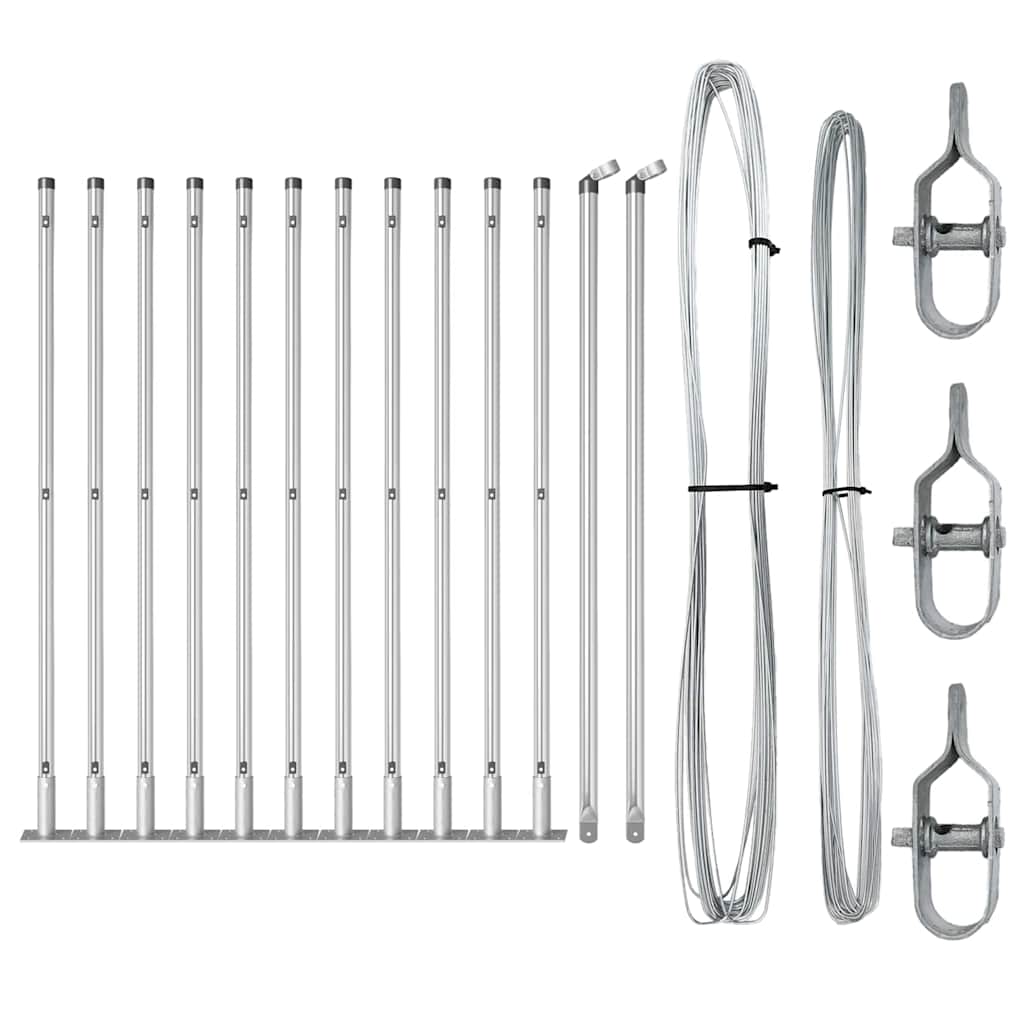 Vidaxl afrasteringspaal 13 pcs zilver staal