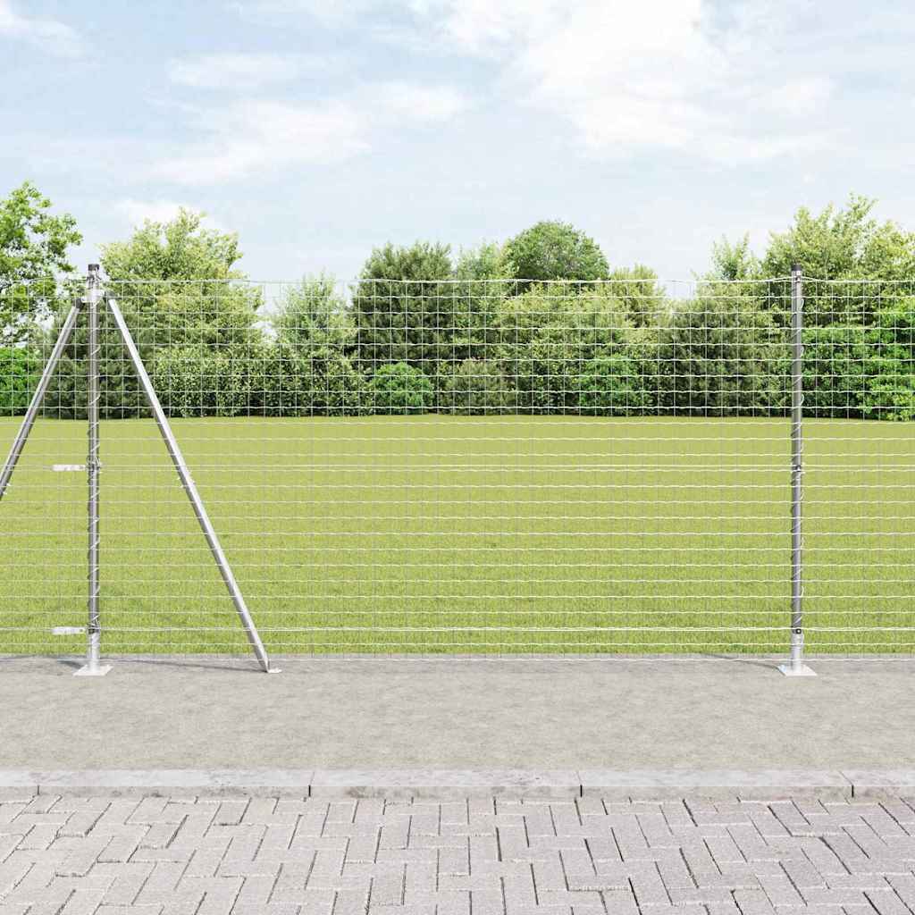 Vidaxl afrasteringspaal 7 pcs zilver staal