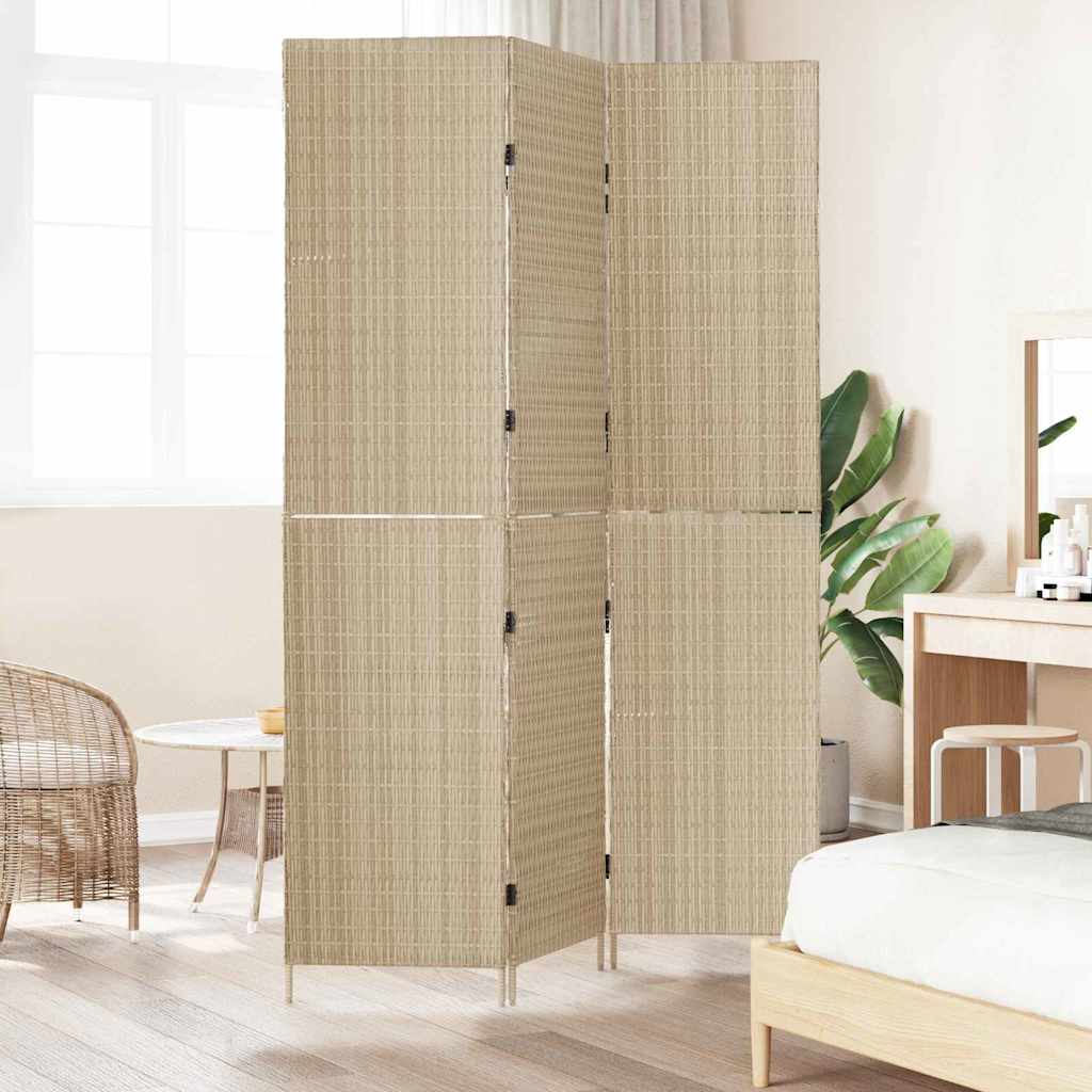 Vidaxl kamerverdeler beige 146 x 200 cm poly rattan
