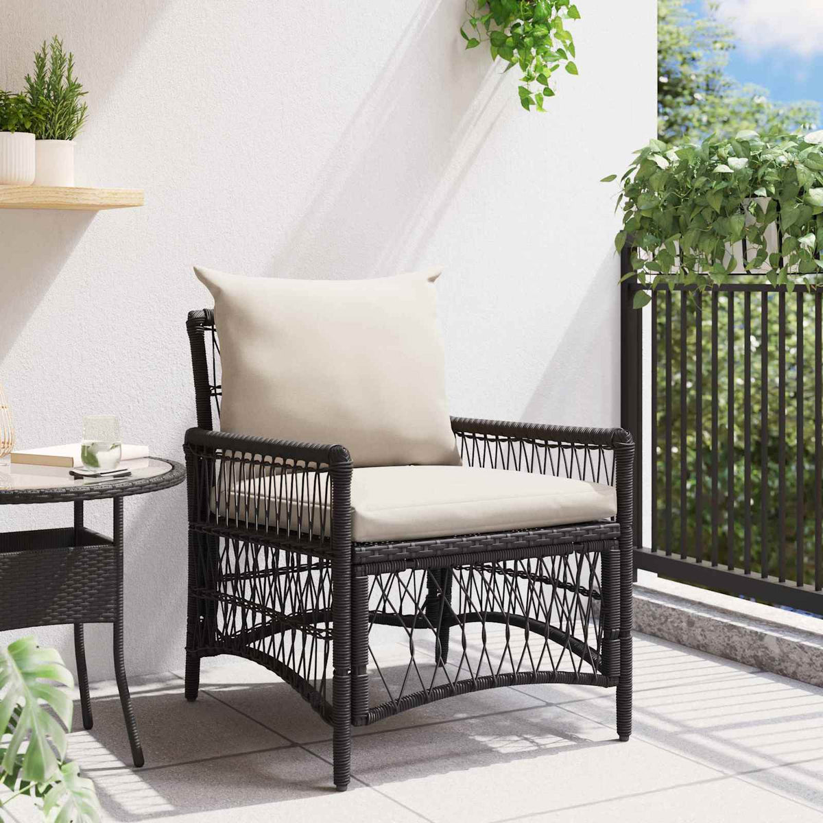 Vidaxl tuinstoel zwart poly rattan